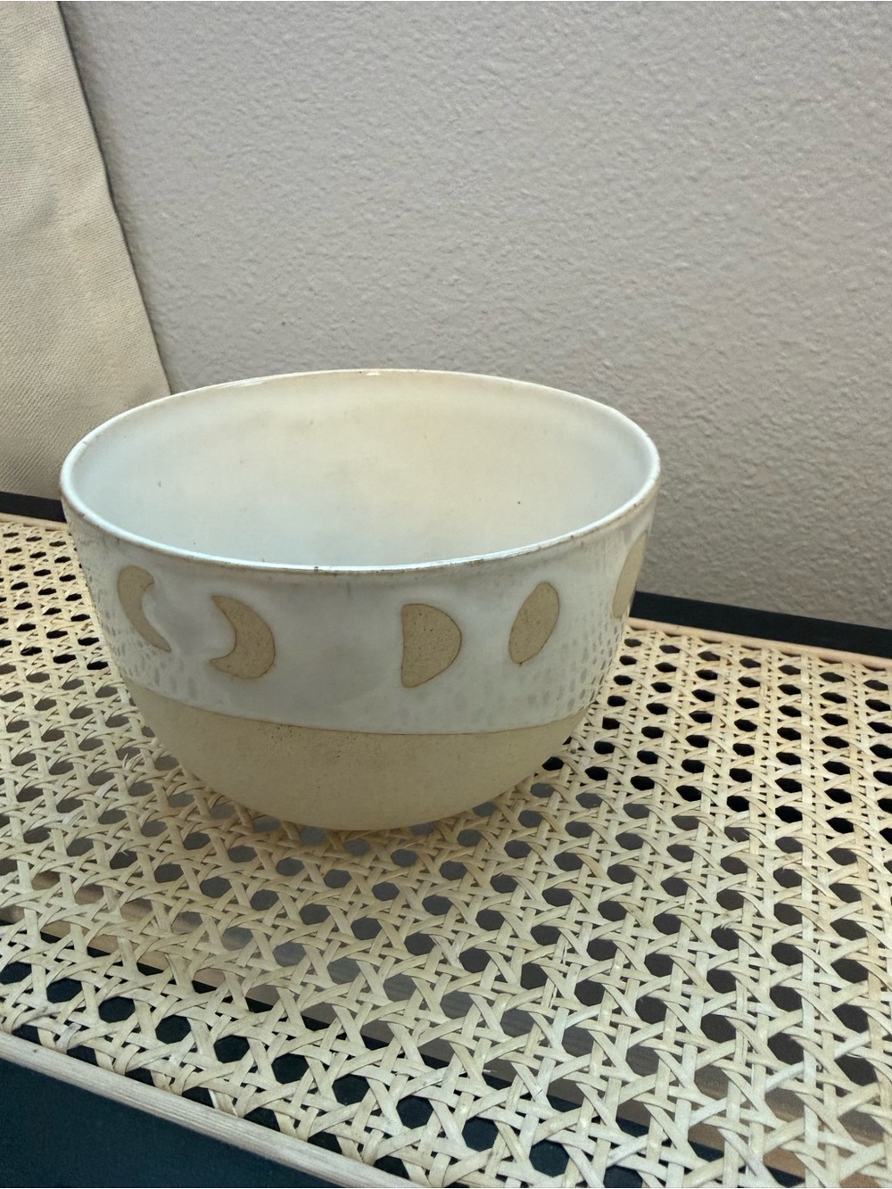 Neutral Ceramic Decorative Bowl with Moon Phases